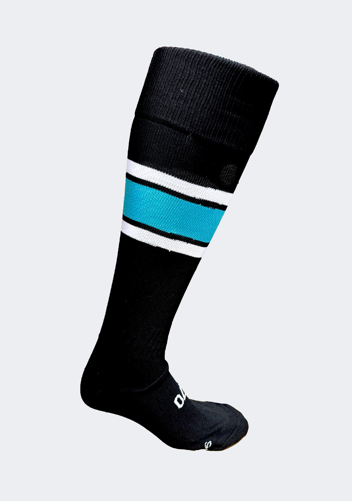 Macron Senior Port Adelaide Clash Full Length Socks Black/Teal