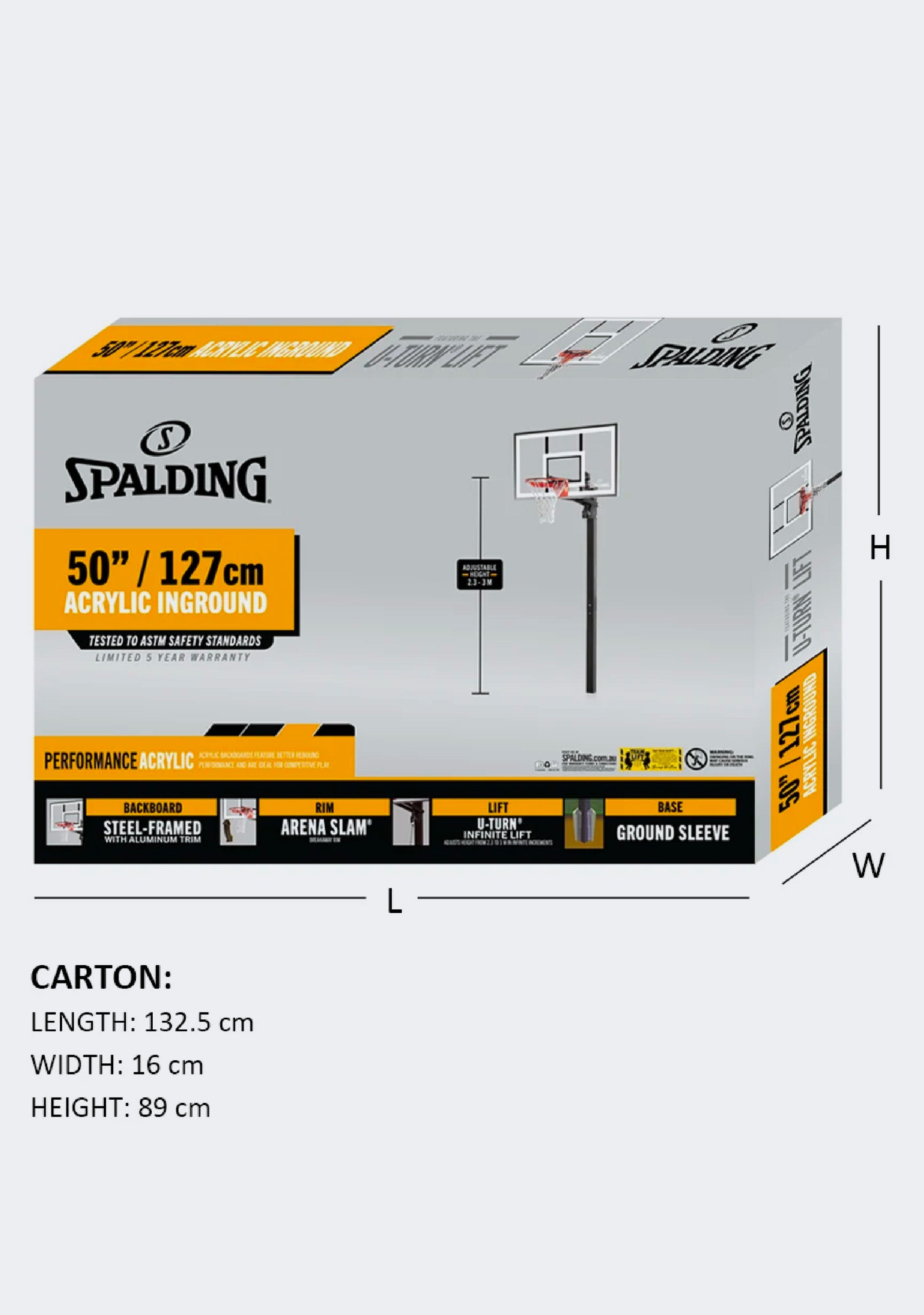Spalding 50 Inch Acrylic U-Turn In-Ground Basketball System