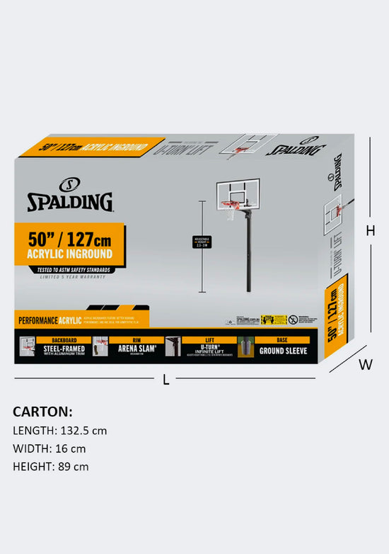 Spalding 50 Inch Acrylic U-Turn In-Ground Basketball System