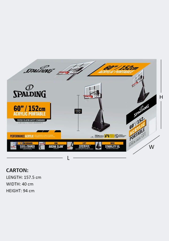 Spalding 60 Inch Screw Jack Acrylic Basketball System