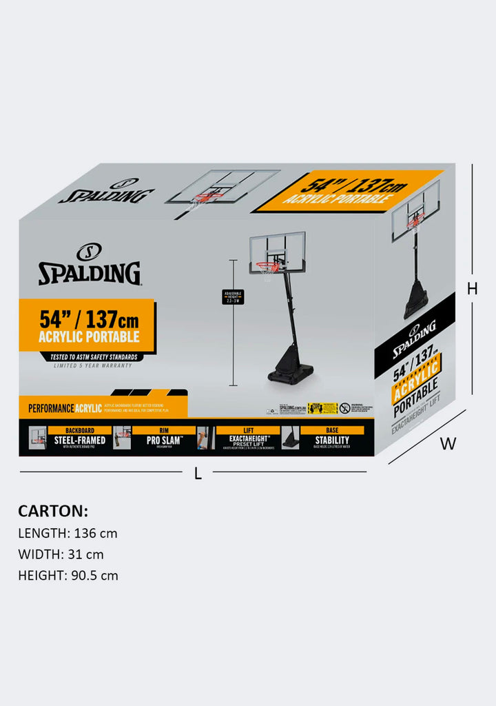 Spalding 54 Inch Performance Acrylic Screw Jack Lift Basketball System