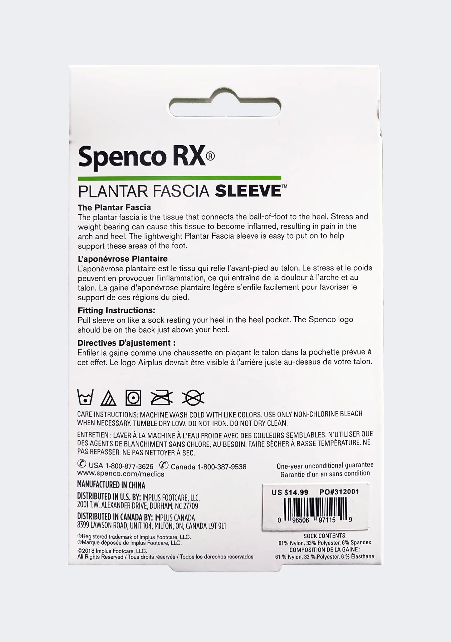 Spenco RX Plantar Fascia Sleeve