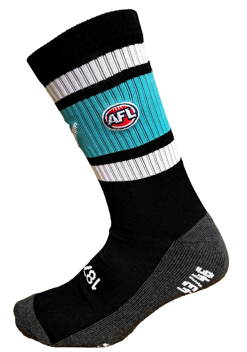 Macron Senior Port Adelaide Clash Ankle Socks Black/Teal <br> 58542800