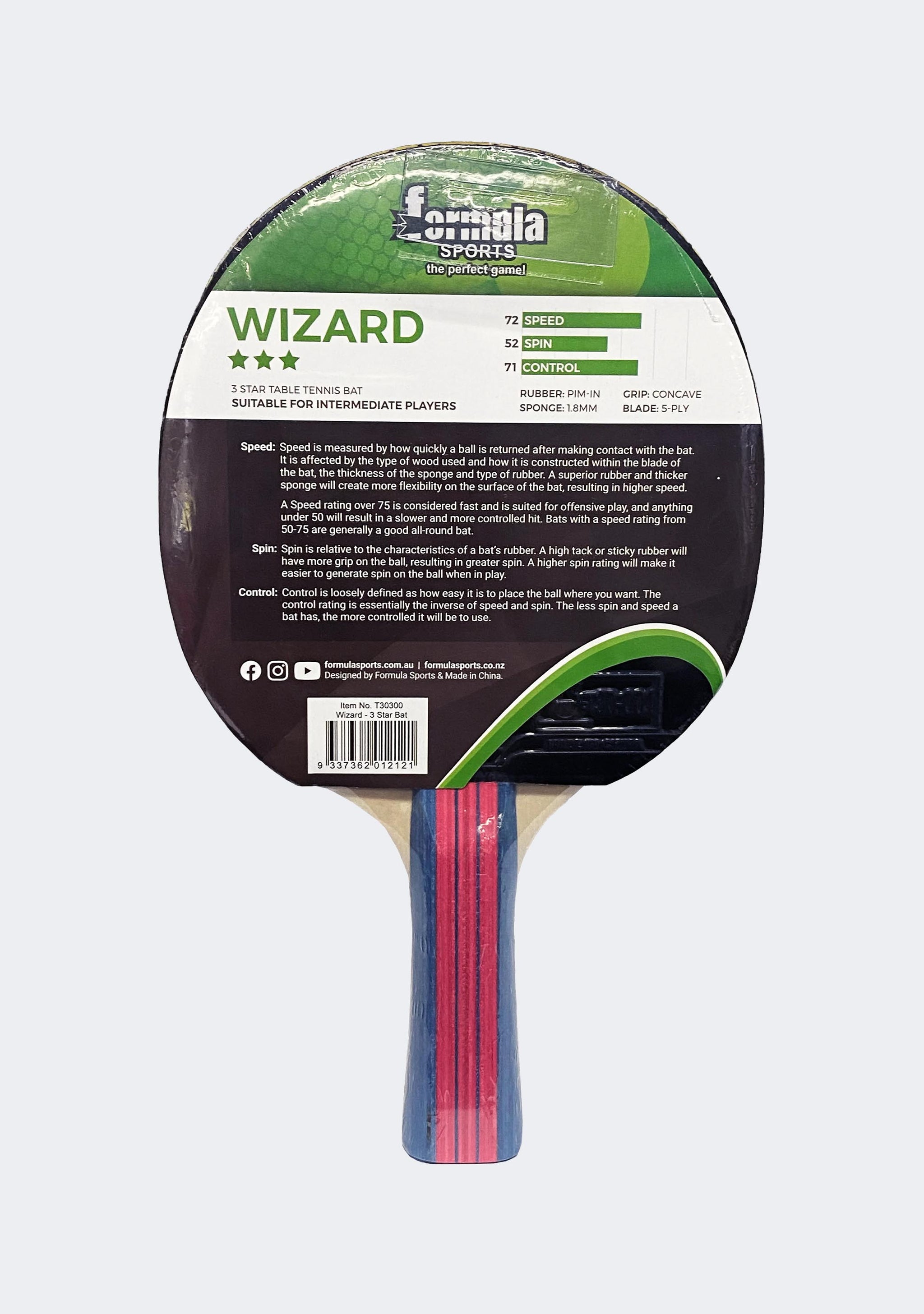 Formula Sports Wizard 3 Star Table Tennis Bat