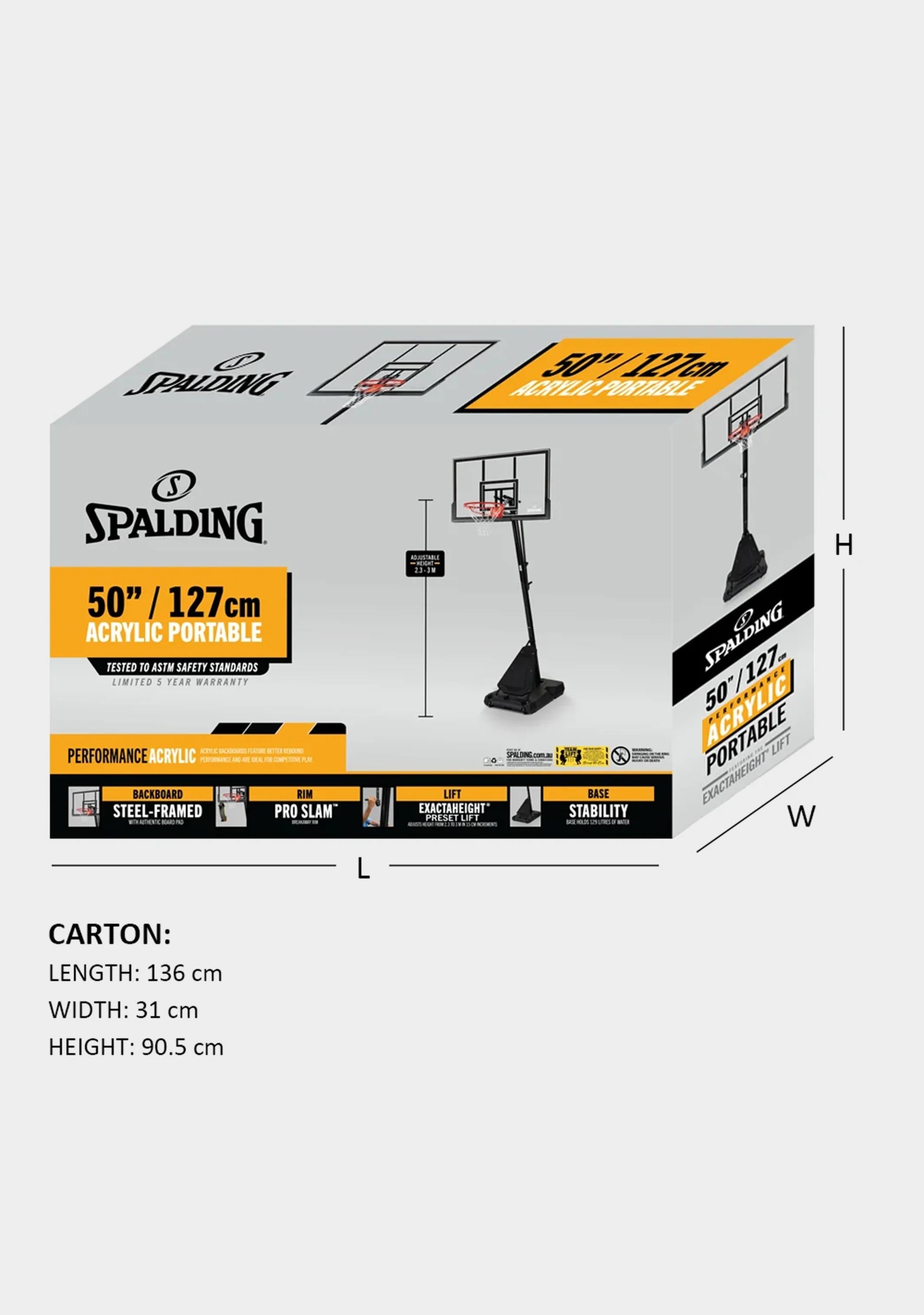 Spalding 50 Inch Acrylic Performance Basketball System