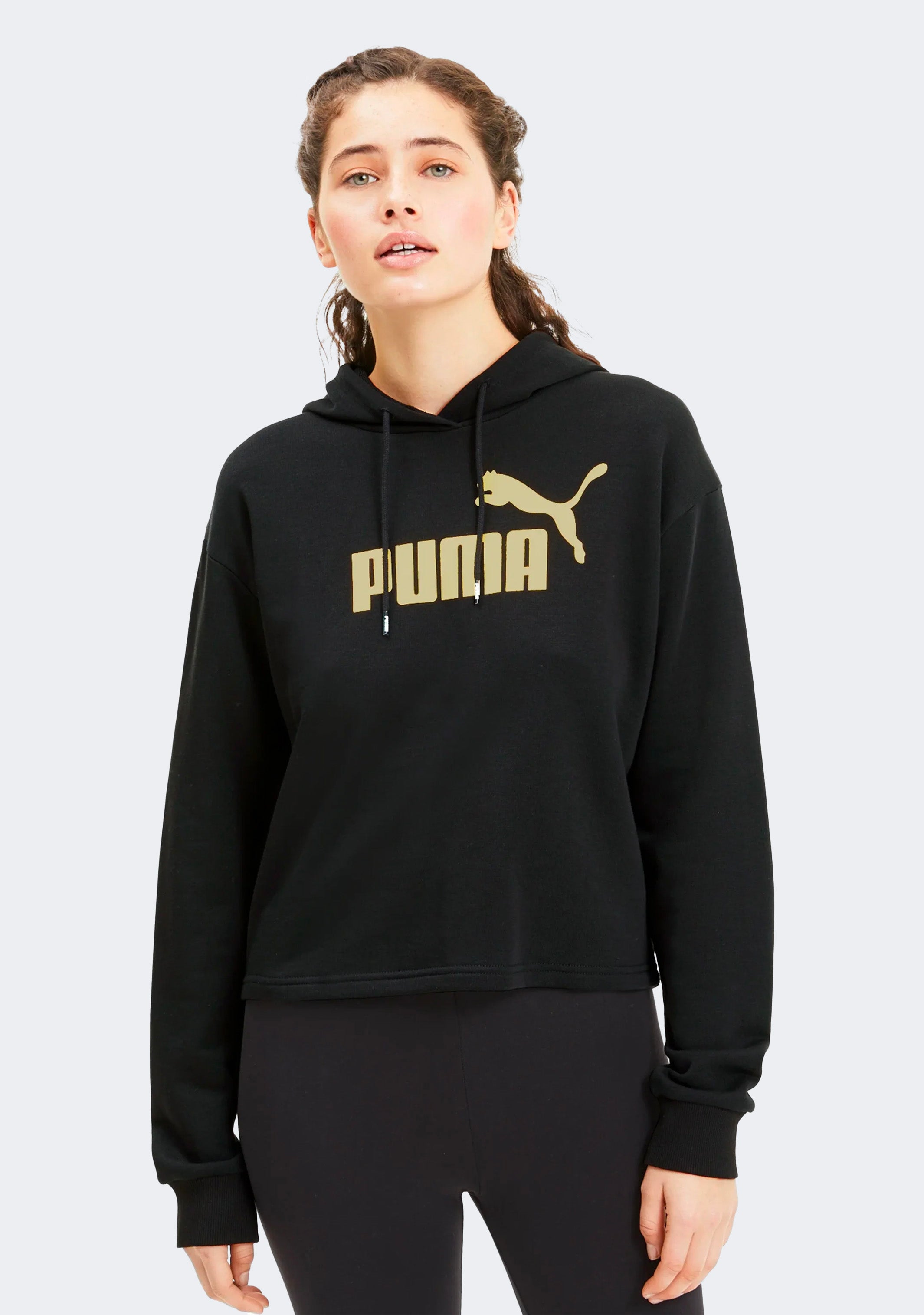 Puma Women's ESS Cropped Metallic Logo Hoodie