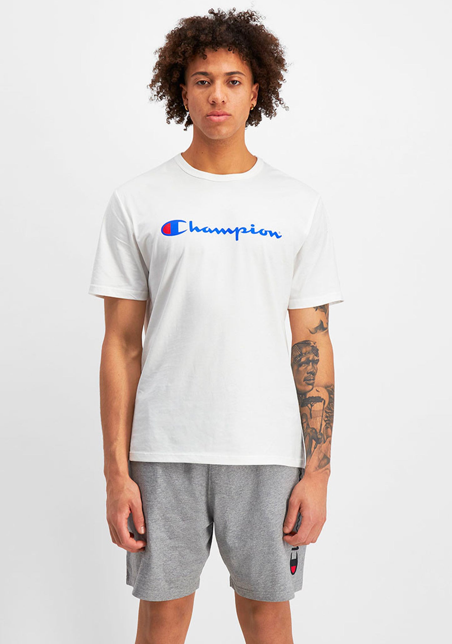 Champion Men's Script Logo Short Sleeve Tee White