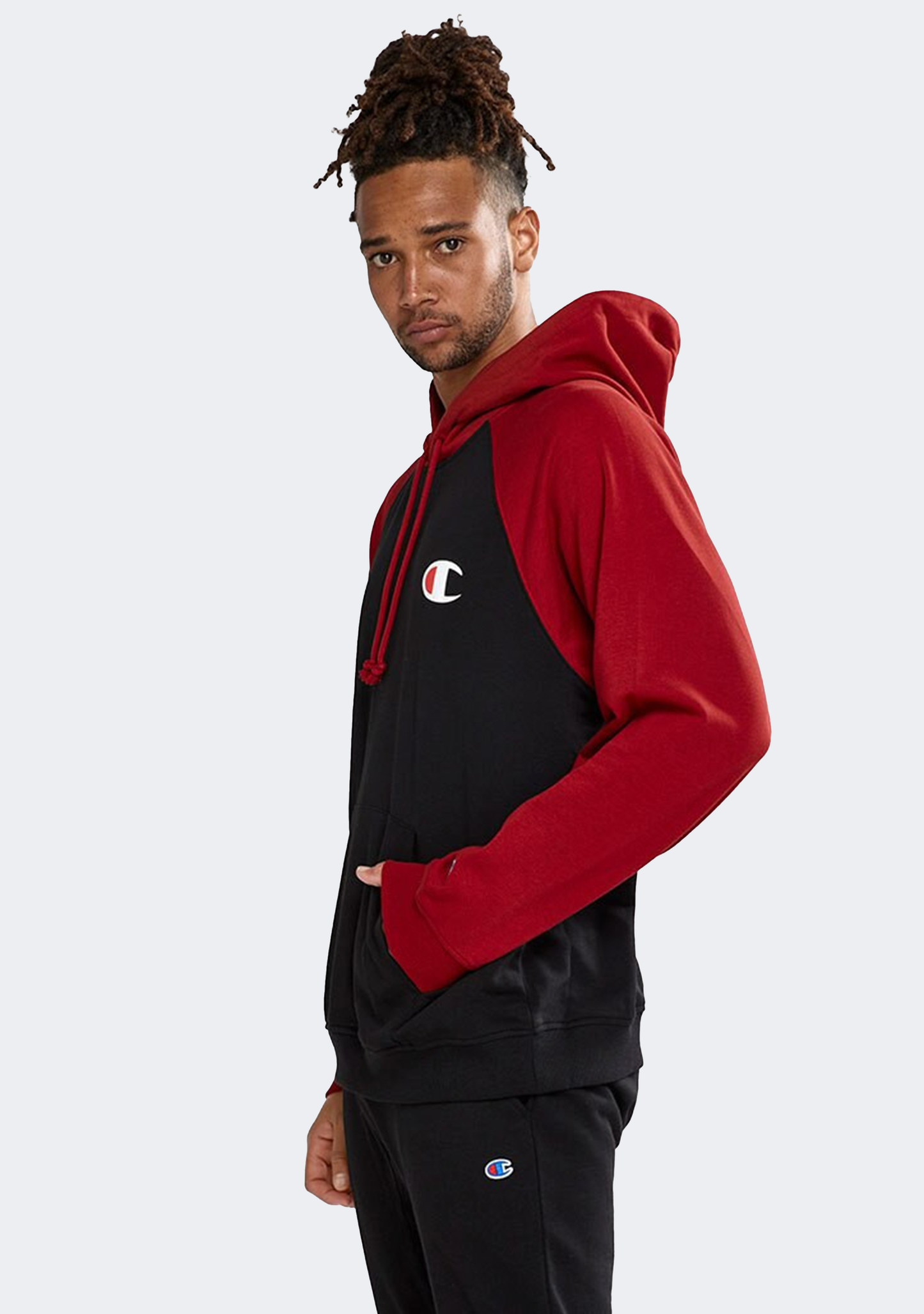 Champion Mens Lightweight Terry Colour Block Hoodie
