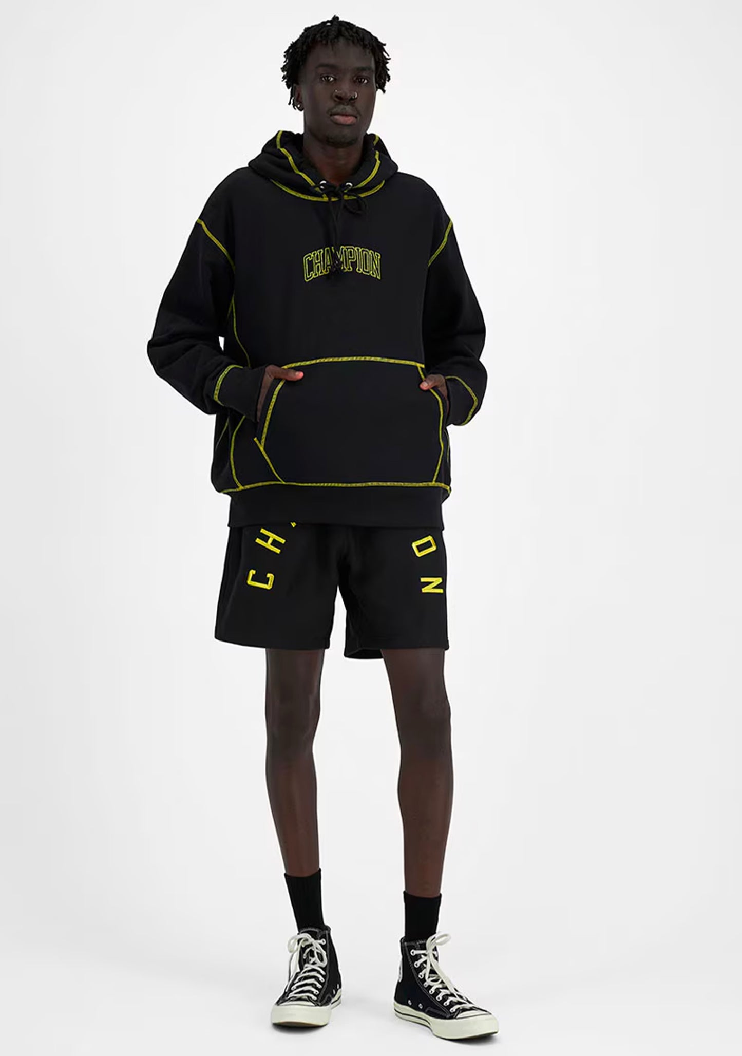 Champion Men's Reverse Weave Contrast Stitch Hoodie Black