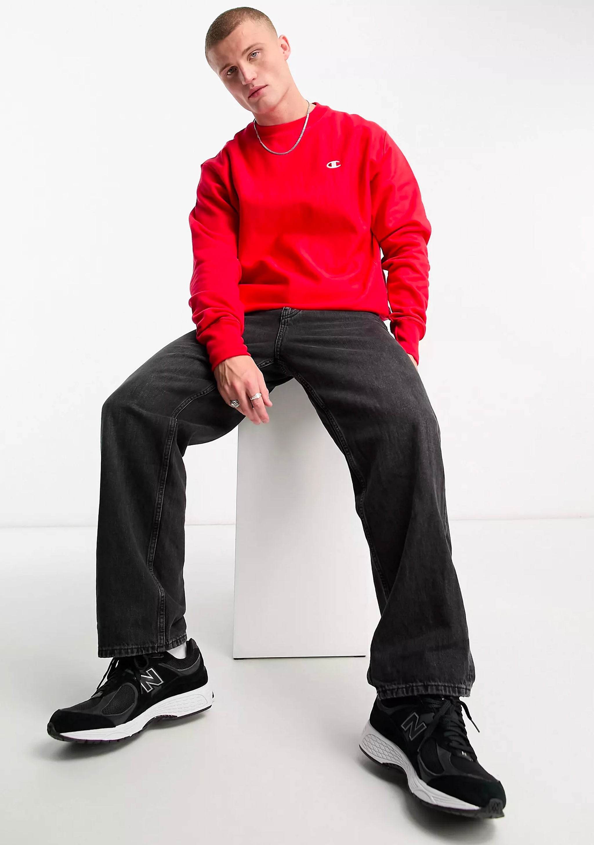 Champion Men's Reverse Weave Small C-Logo Crew