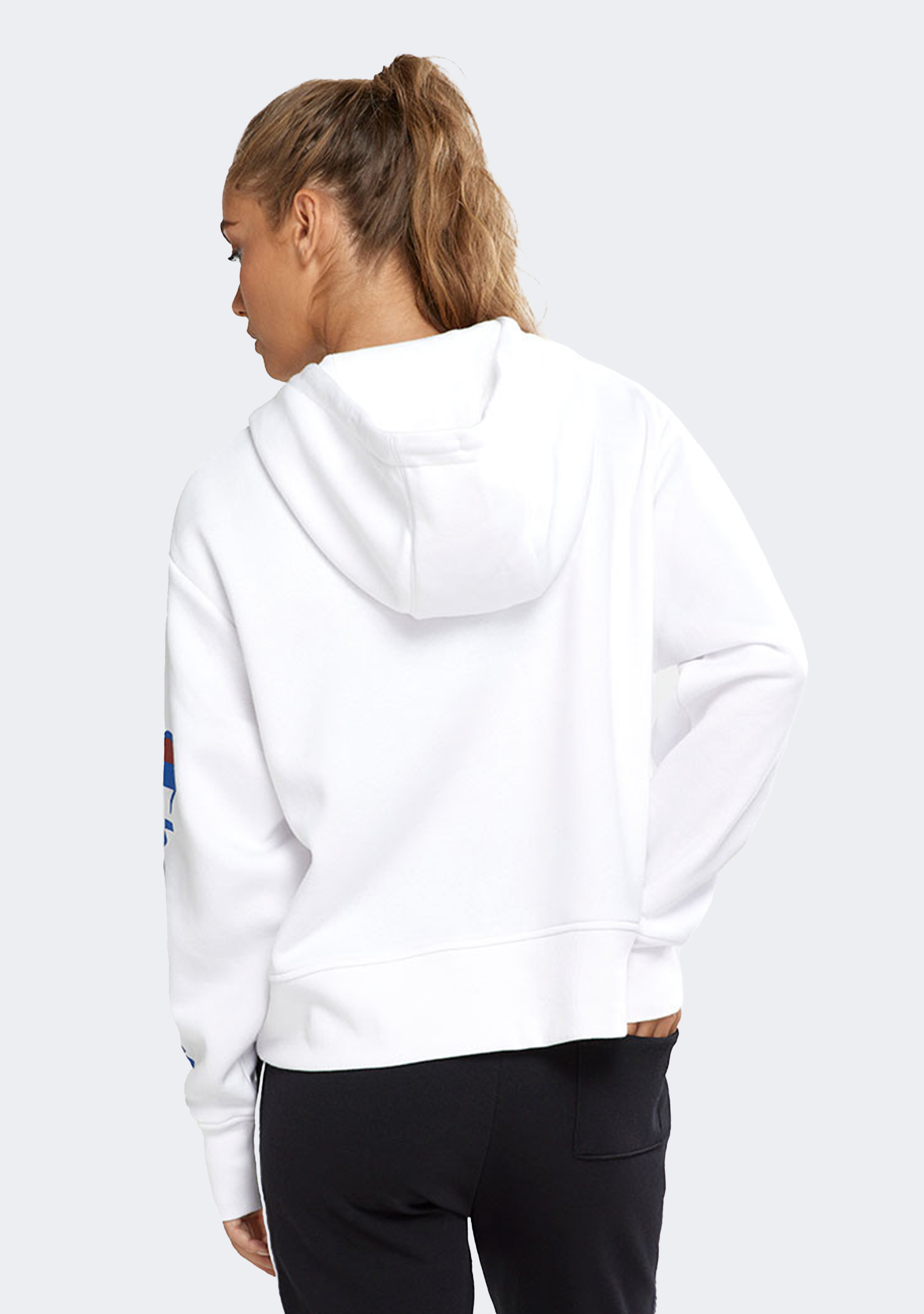 Champion Womens Sporty Graphic Hoodie White <br> CTMWN 7MY