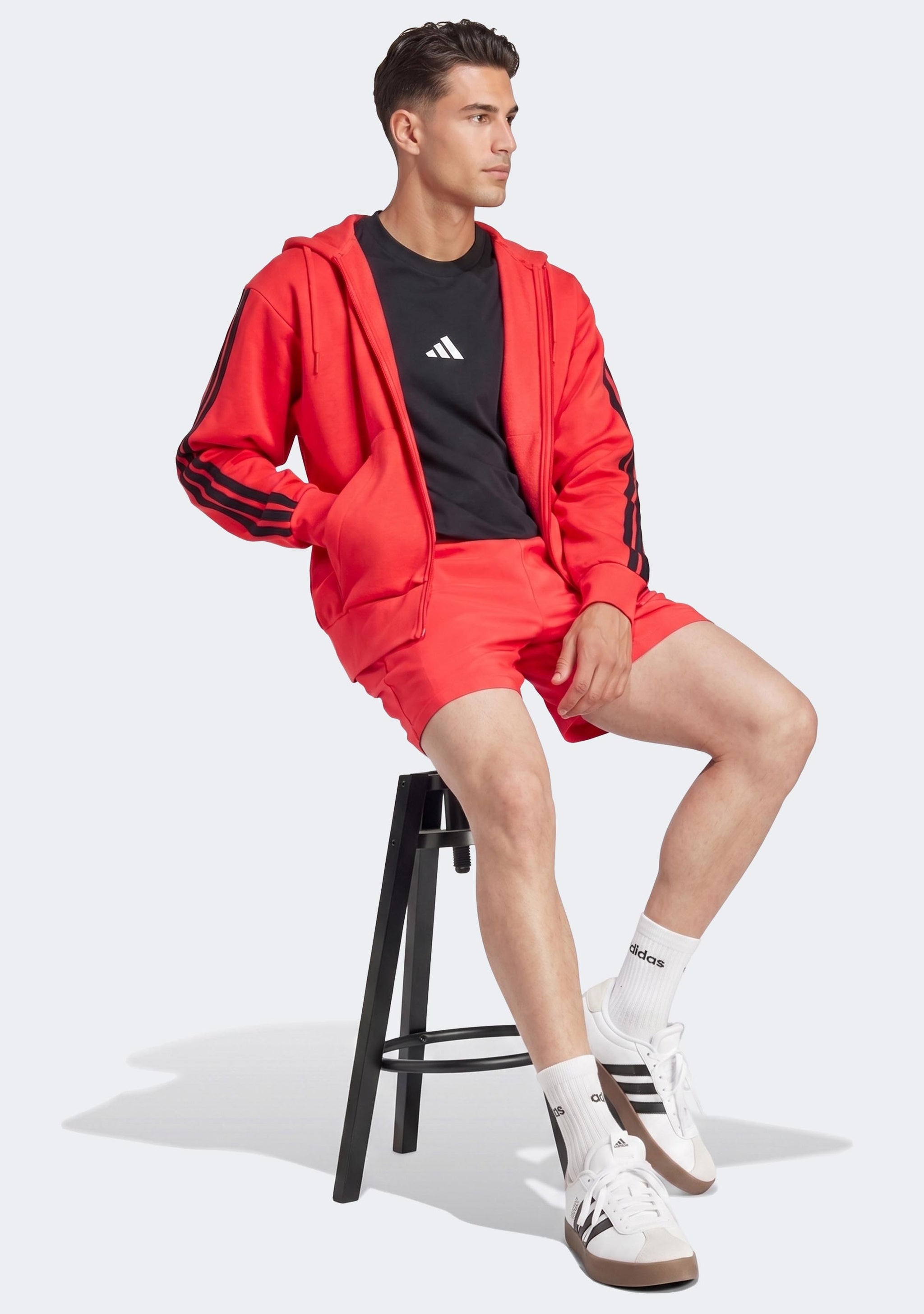 Adidas Men's Essentials 3 Stripes Fleece Full-Zip Hoodie