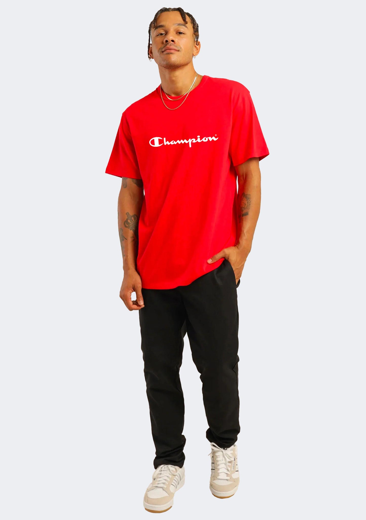 Champion Men's Script Logo Short Sleeve Tee Red