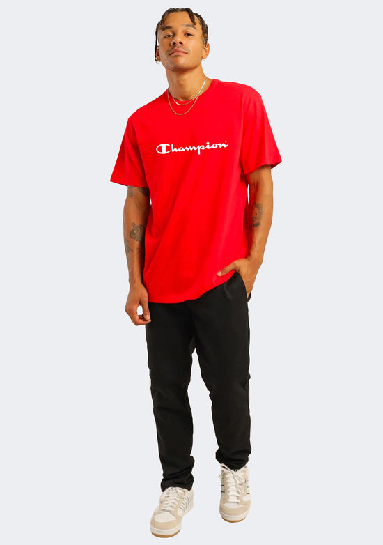 Champion Men's Script Logo Short Sleeve Tee Red