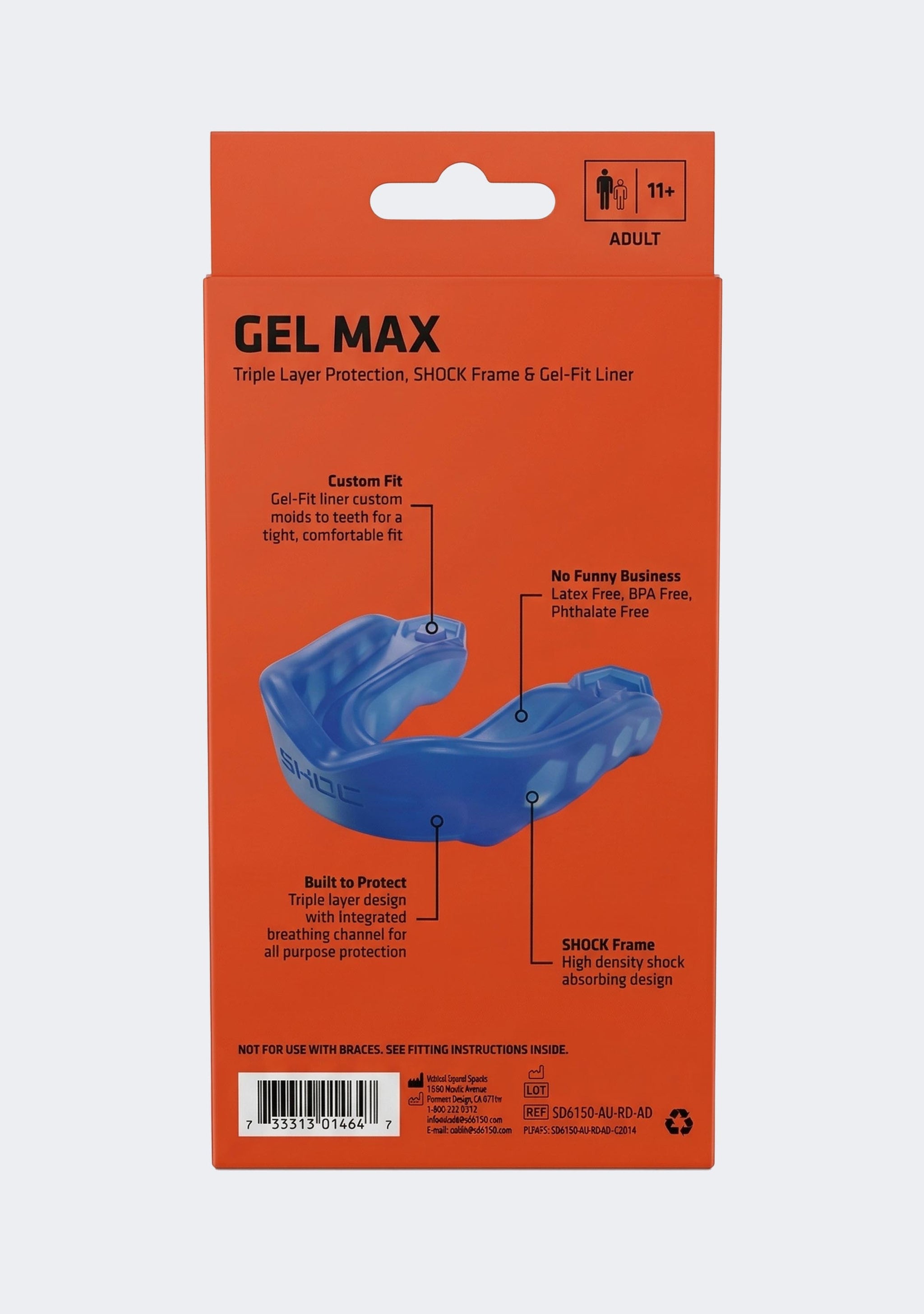 Shock Doctor Adults Gel Max Mouthguard Royal