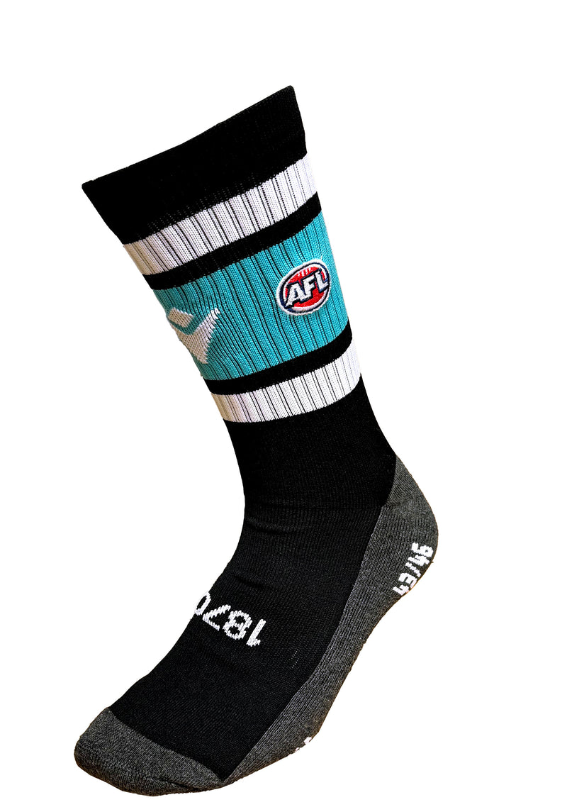 Macron Senior Port Adelaide Clash Ankle Socks Black/Teal <br> 58542800