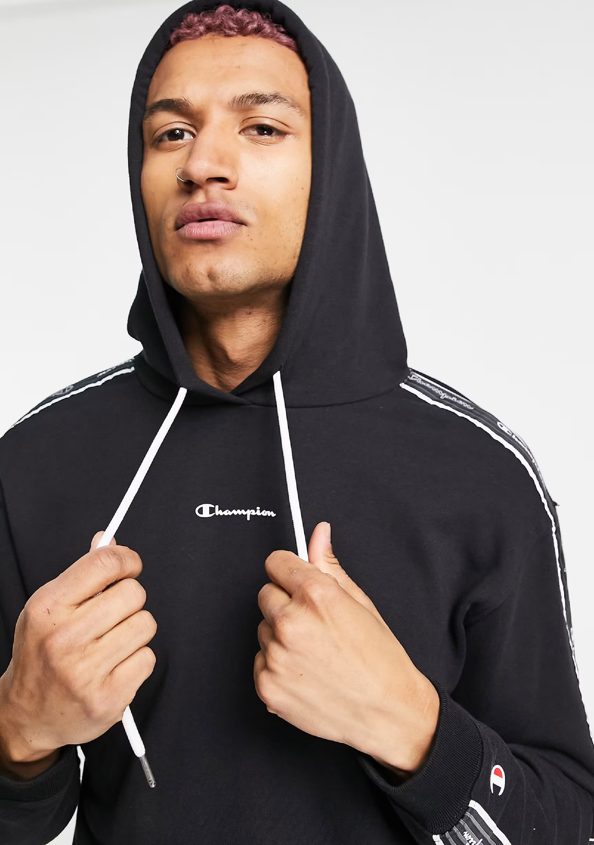 Champion Mens EU Taping Hoodie Black