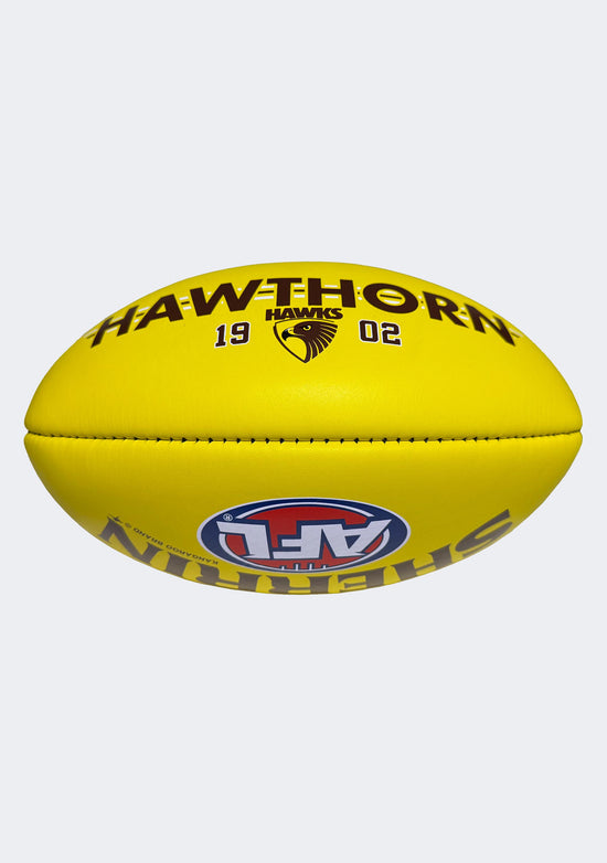 Sherrin AFL Hawthorn Hawks Team Yellow Leather Football