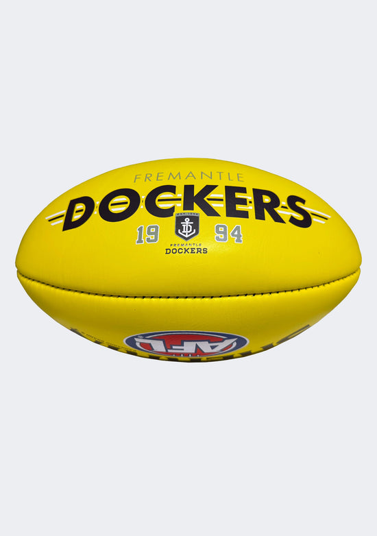 Sherrin AFL Fremantle Dockers Team Yellow Leather Football