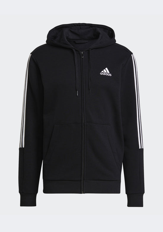 Adidas Men’s Essentials 3-Stripes Fleece Cut Full Zip Hoodie