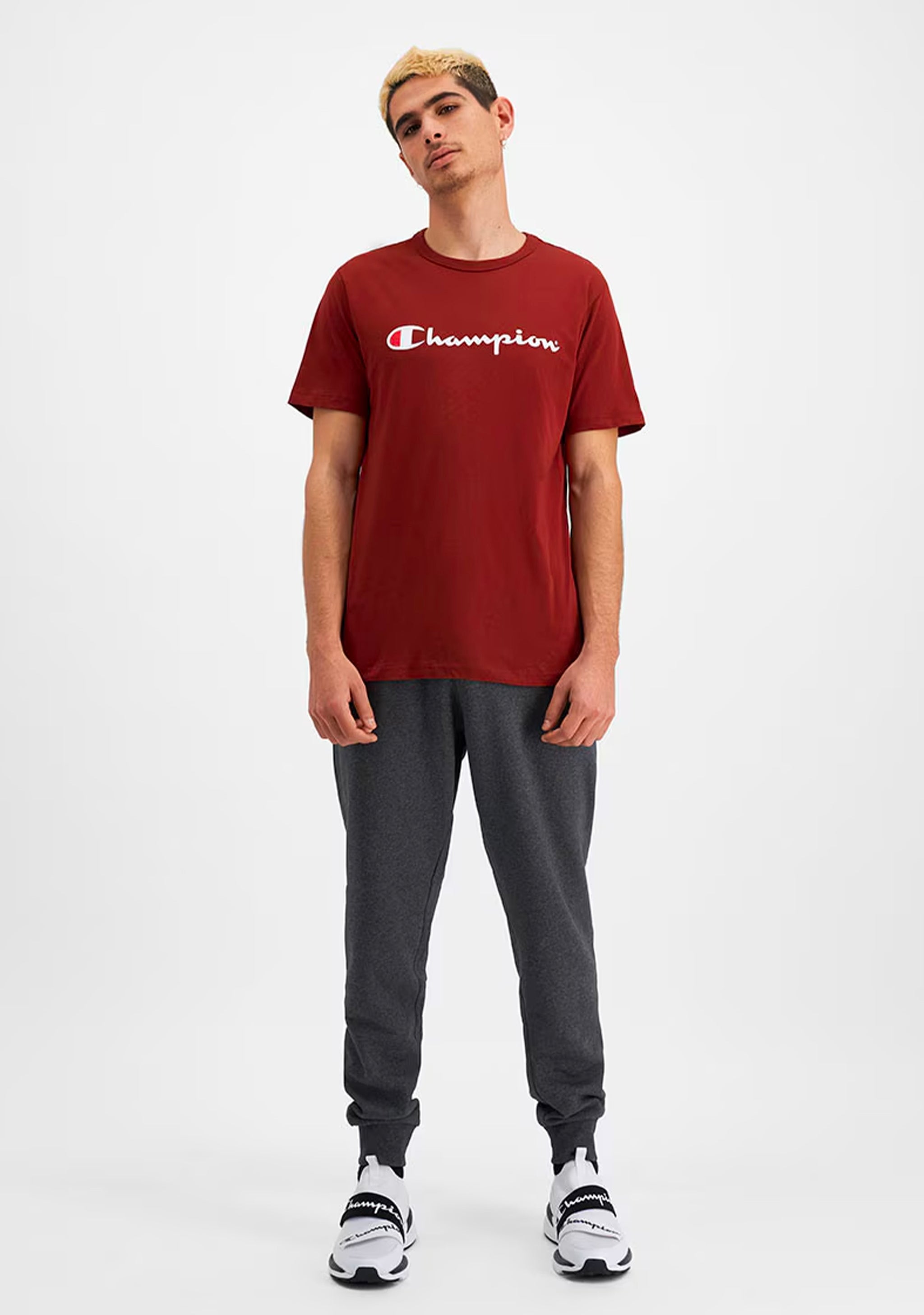 Champion Men's Script Logo Short Sleeve Tee Red/Brown