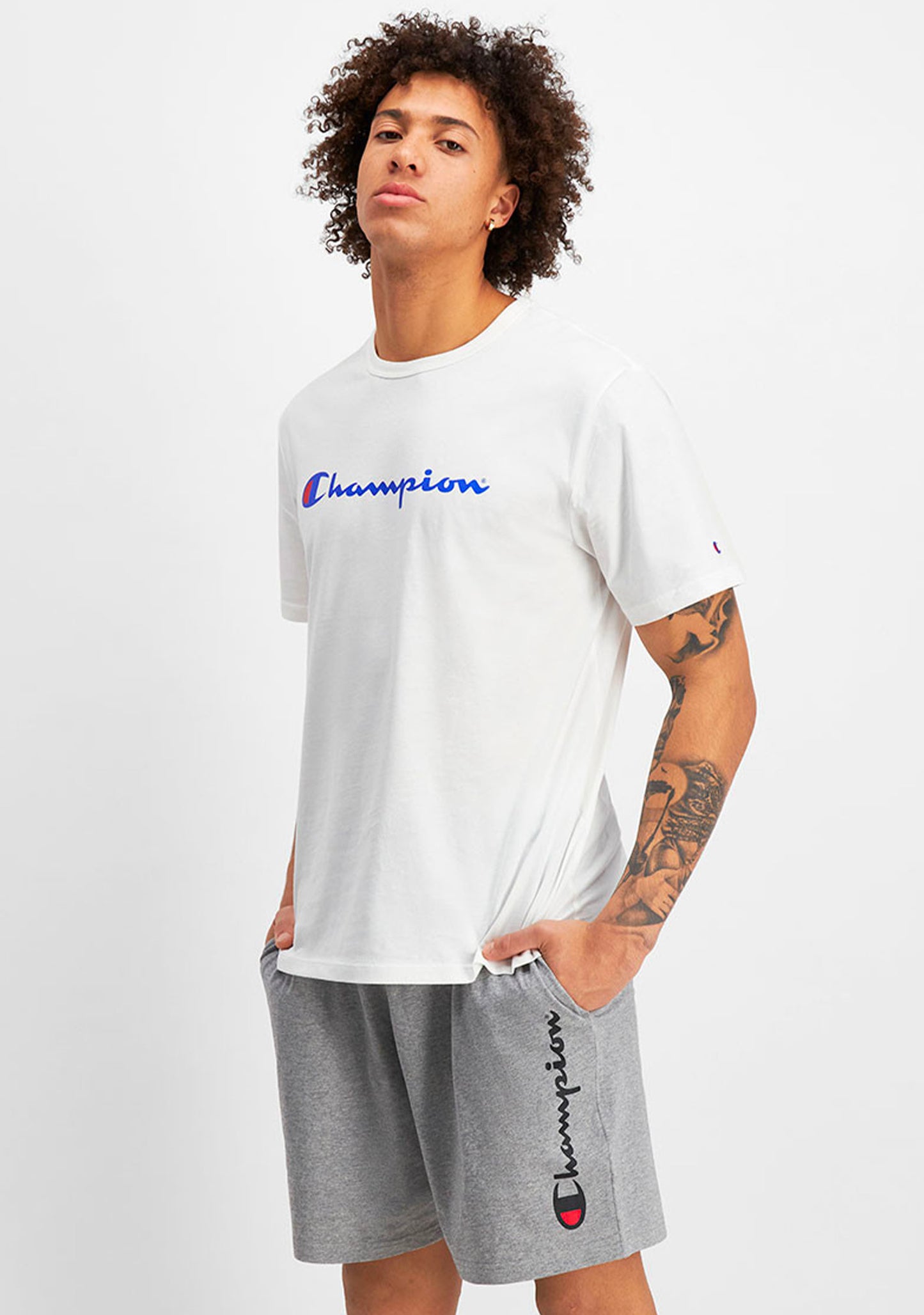 Champion Men's Script Logo Short Sleeve Tee White
