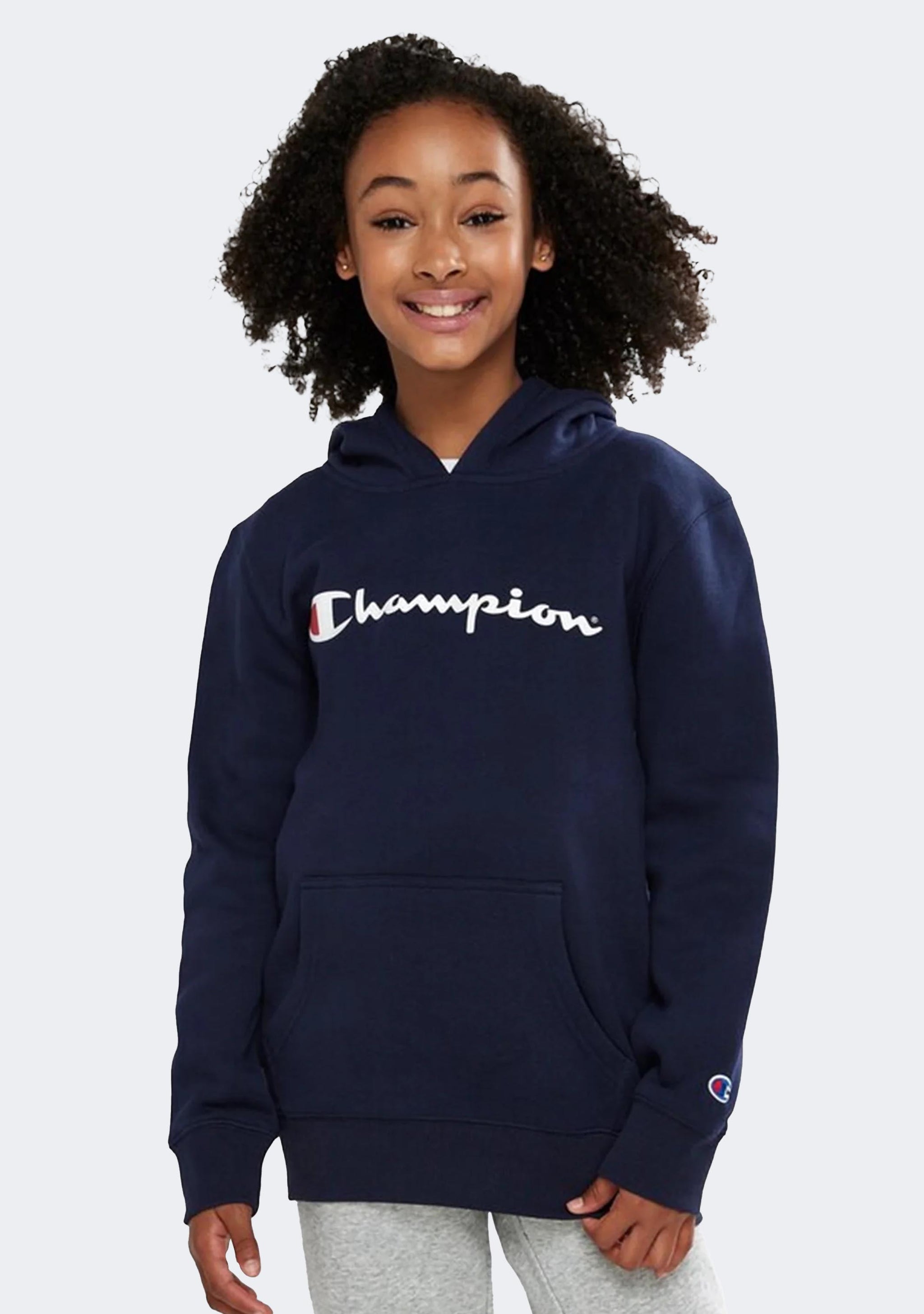 Champion Junior Script Hoodie Navy
