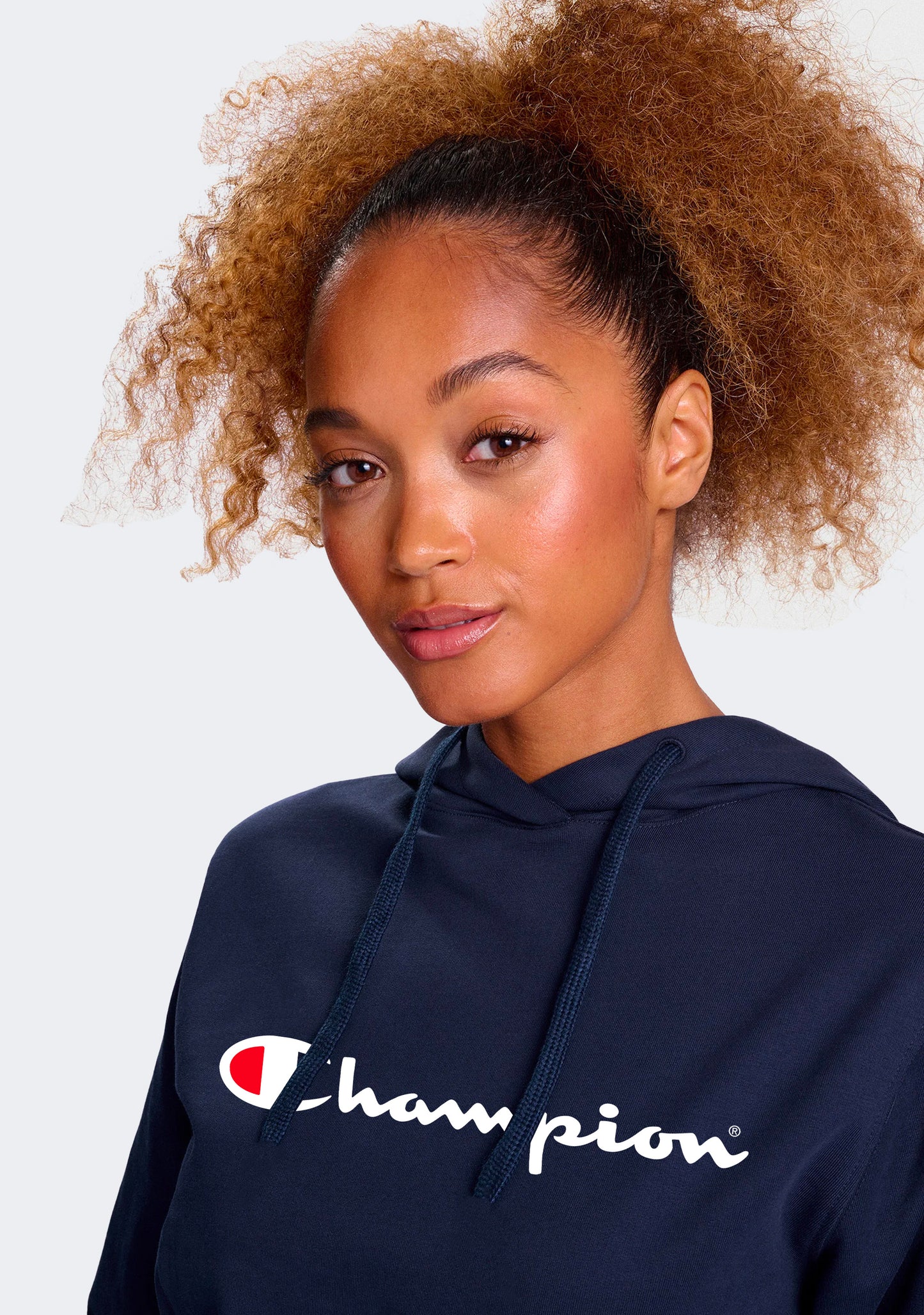 Champion Women’s Script Logo Hoodie Navy