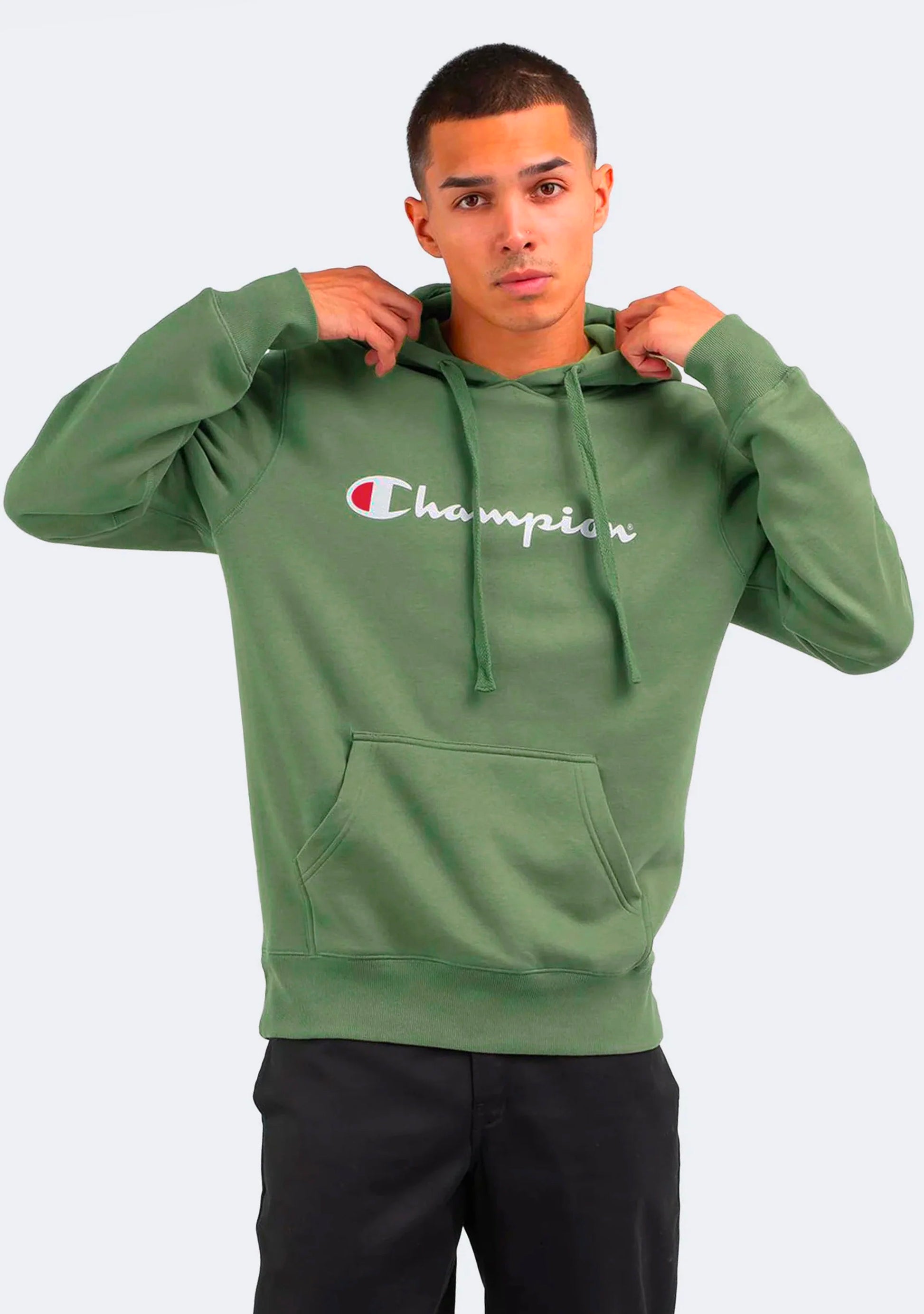Champion Men’s Script Hoodie Outfield