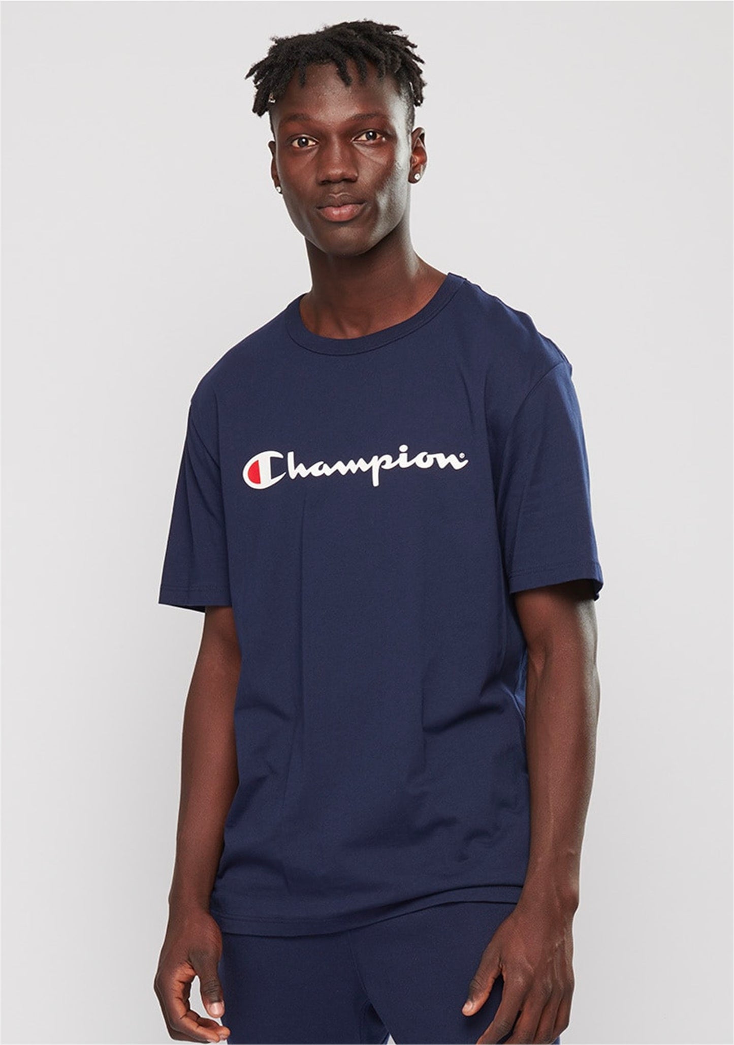 Champion Men's Script Logo Short Sleeve Tee Navy