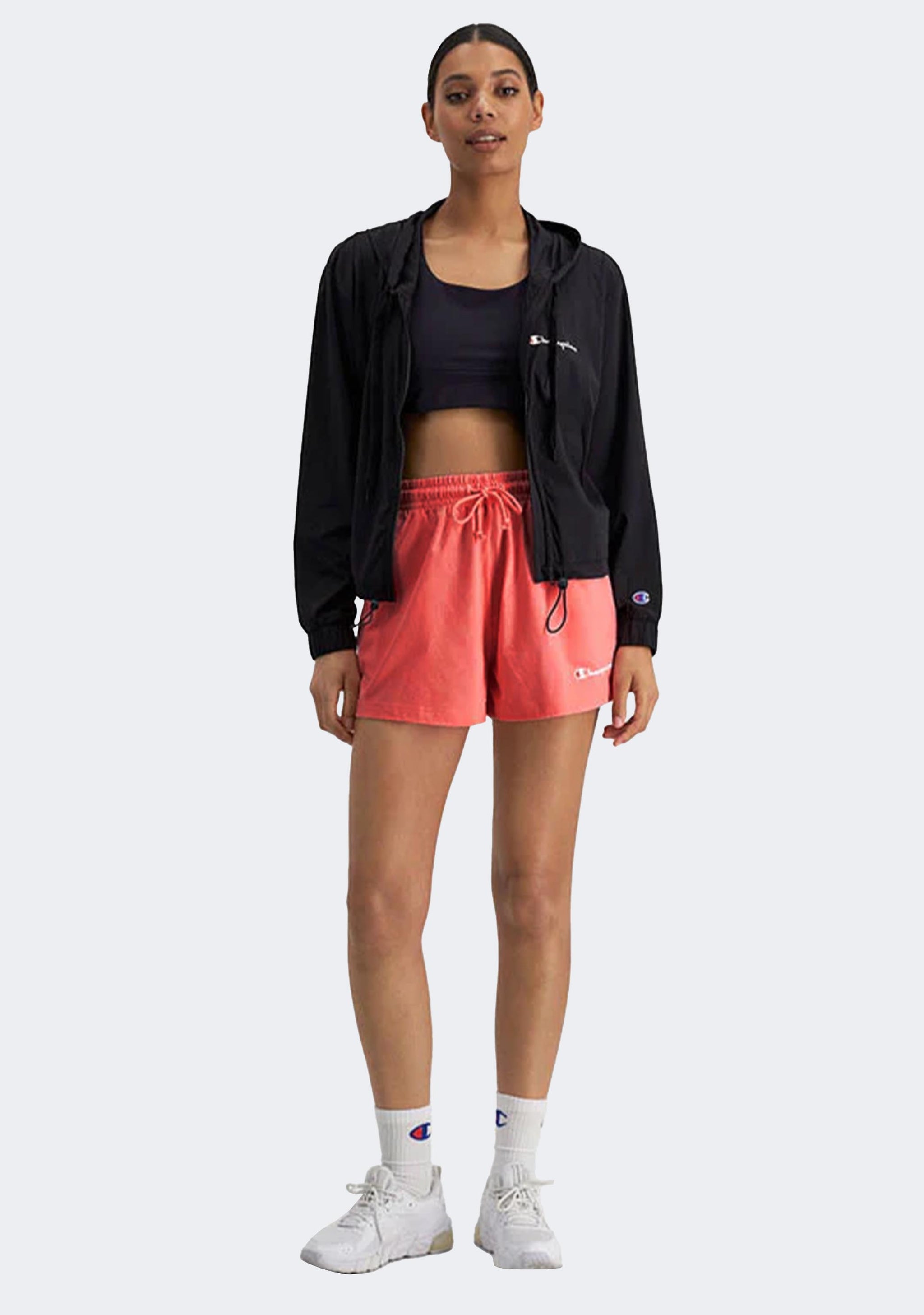 Champion Women's Jersey Hi Waist Script Shorts