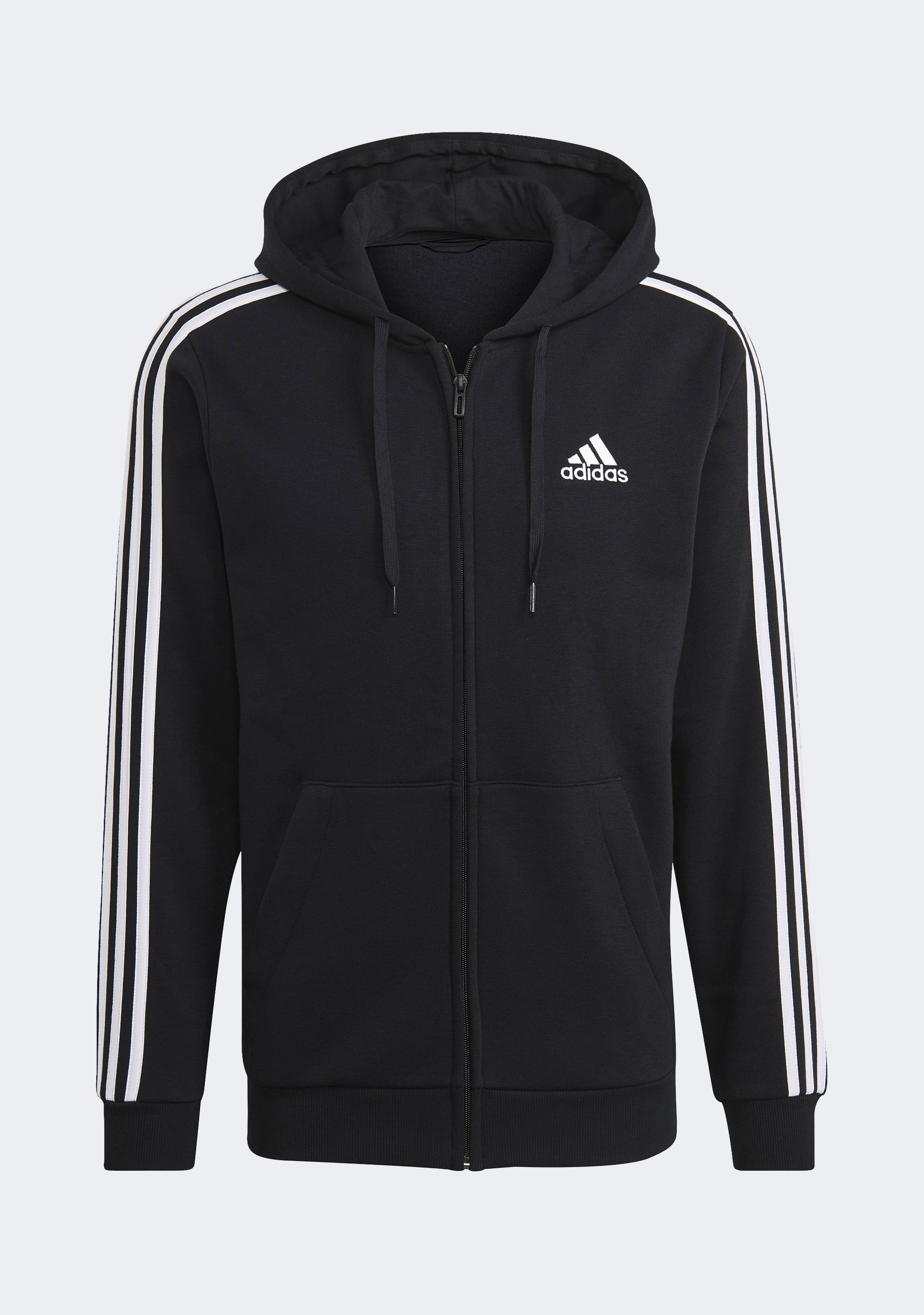 Adidas Men’s Essentials 3-Stripes Fleece Cut Full Zip Hoodie