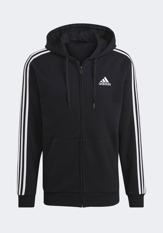 Adidas Men’s Essentials 3-Stripes Fleece Cut Full Zip Hoodie