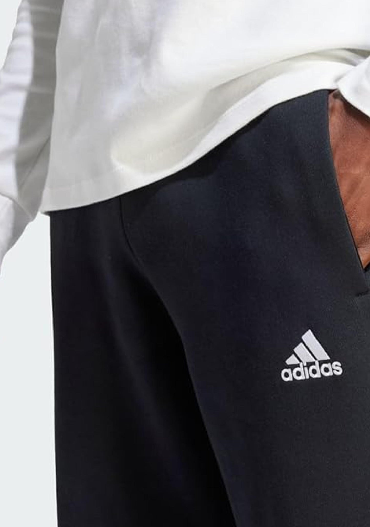 Adidas Men's 3 Stripes Essentials Fleece Open Hem Track Pants