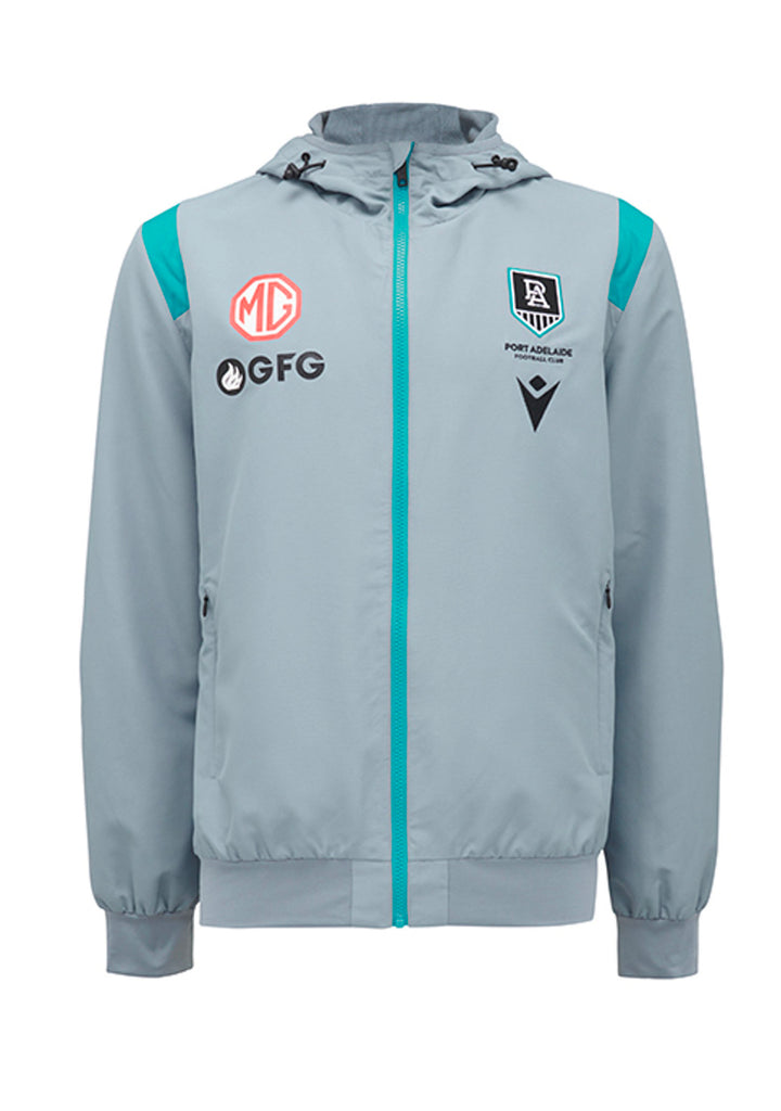 Macron Port Adelaide M21 Mens Travel Full Zip Micro Hooded Sweatshirt <BR> 58542840