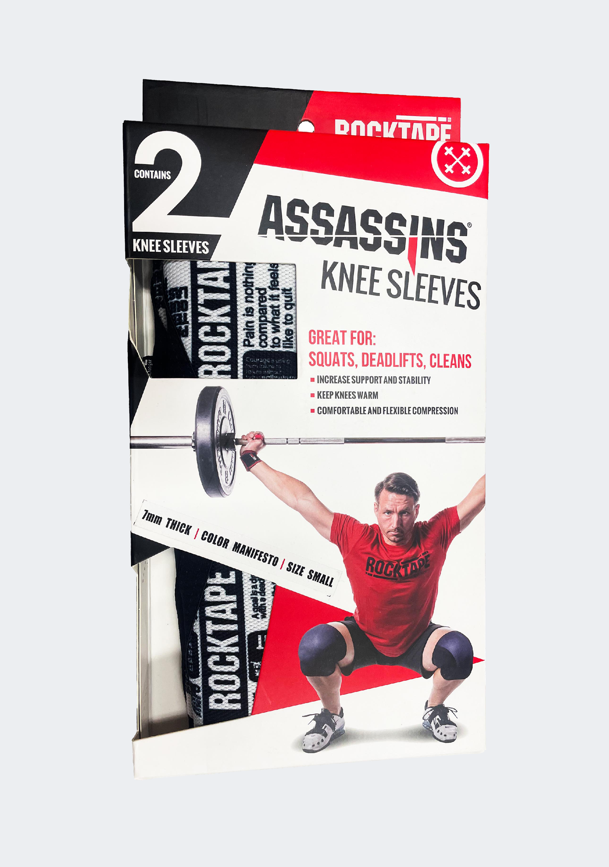 Rocktape Assassins Knee Sleeve 7mm Thick White Manifesto