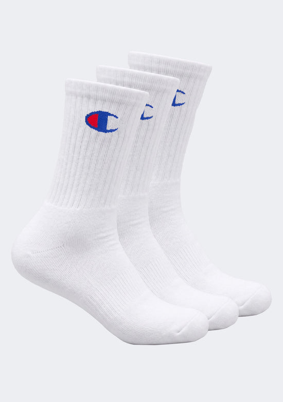 Champion Adults C Logo Crew Socks 3 Pack White