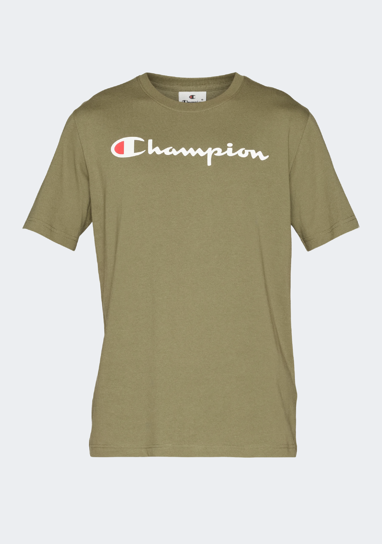 Champion Men's Script Logo Short Sleeve Sand Pepper