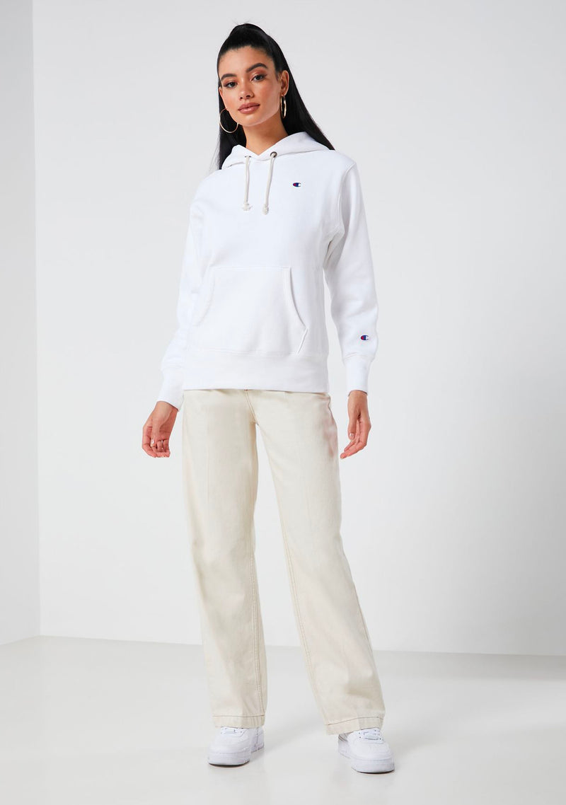 Champion Womens Reverse Weave C Logo Regular Fit Hoodie White <br> CWFBN WIT