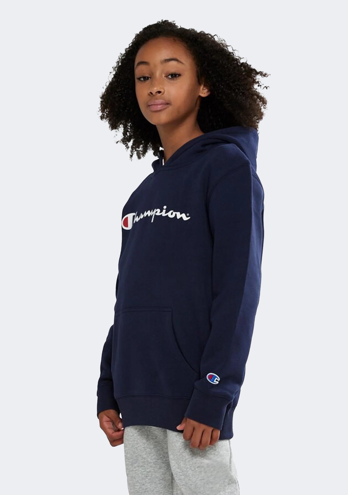 Champion Junior Script Hoodie Navy