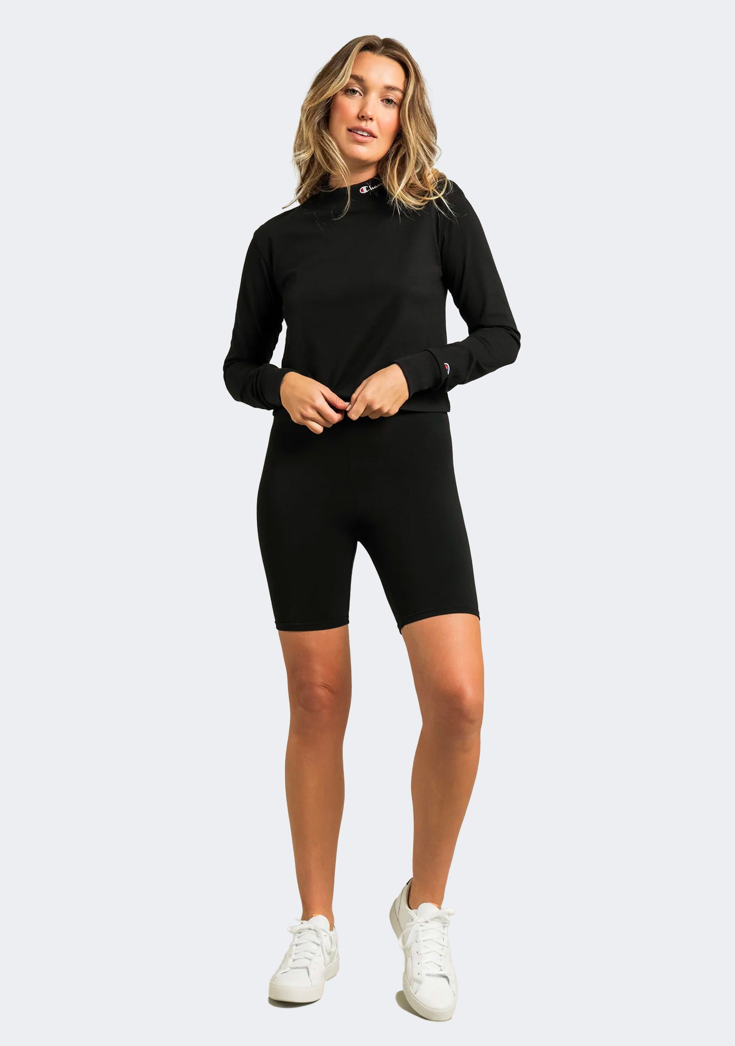 Champion Women's Heritage Mock Long Sleeve Cropped Tee