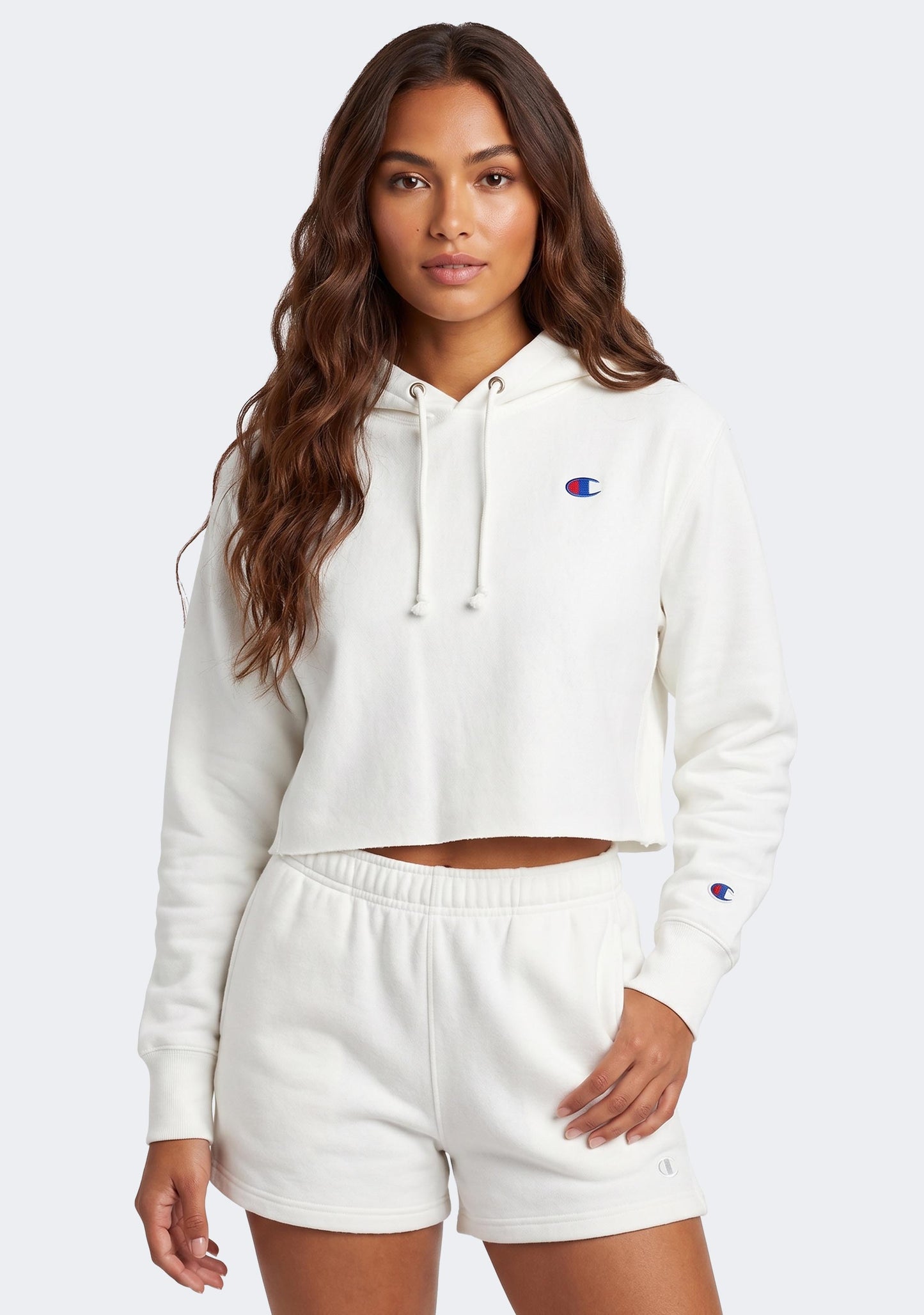 Champion Women's Reverse Weave Small C Logo Crop Hoodie
