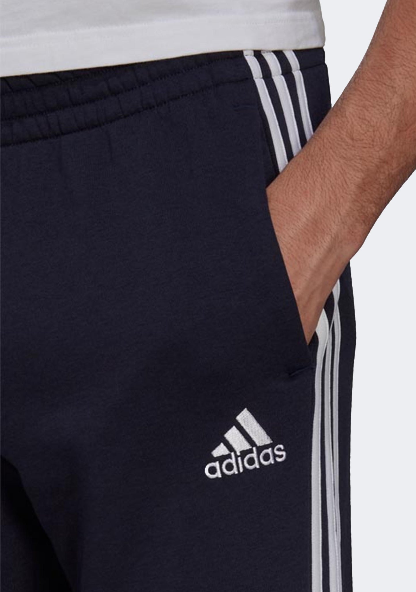 Adidas Men's 3 Stripes Essentials Fleece Open Hem Track Pants