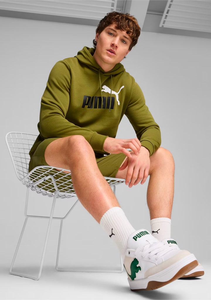 Puma Men's Essentials+ Two-Tone Big Logo Hoodie Olive Green <br> 586764 35