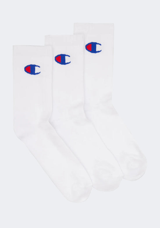 Champion Adults C Logo Crew Socks 3 Pack White