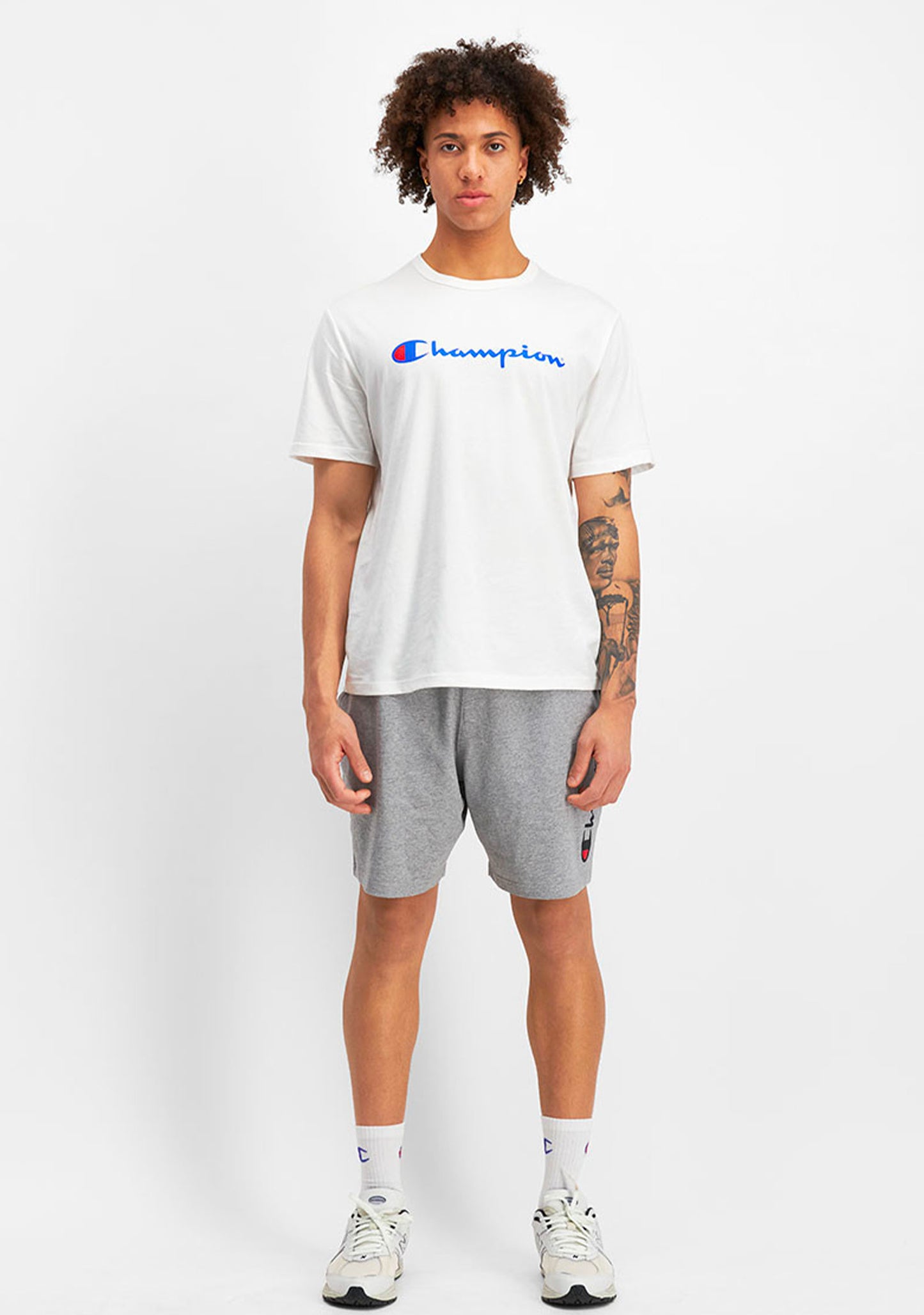 Champion Men's Script Logo Short Sleeve Tee White