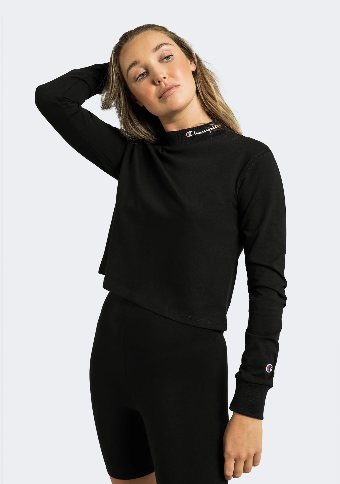 Champion Women's Heritage Mock Long Sleeve Cropped Tee