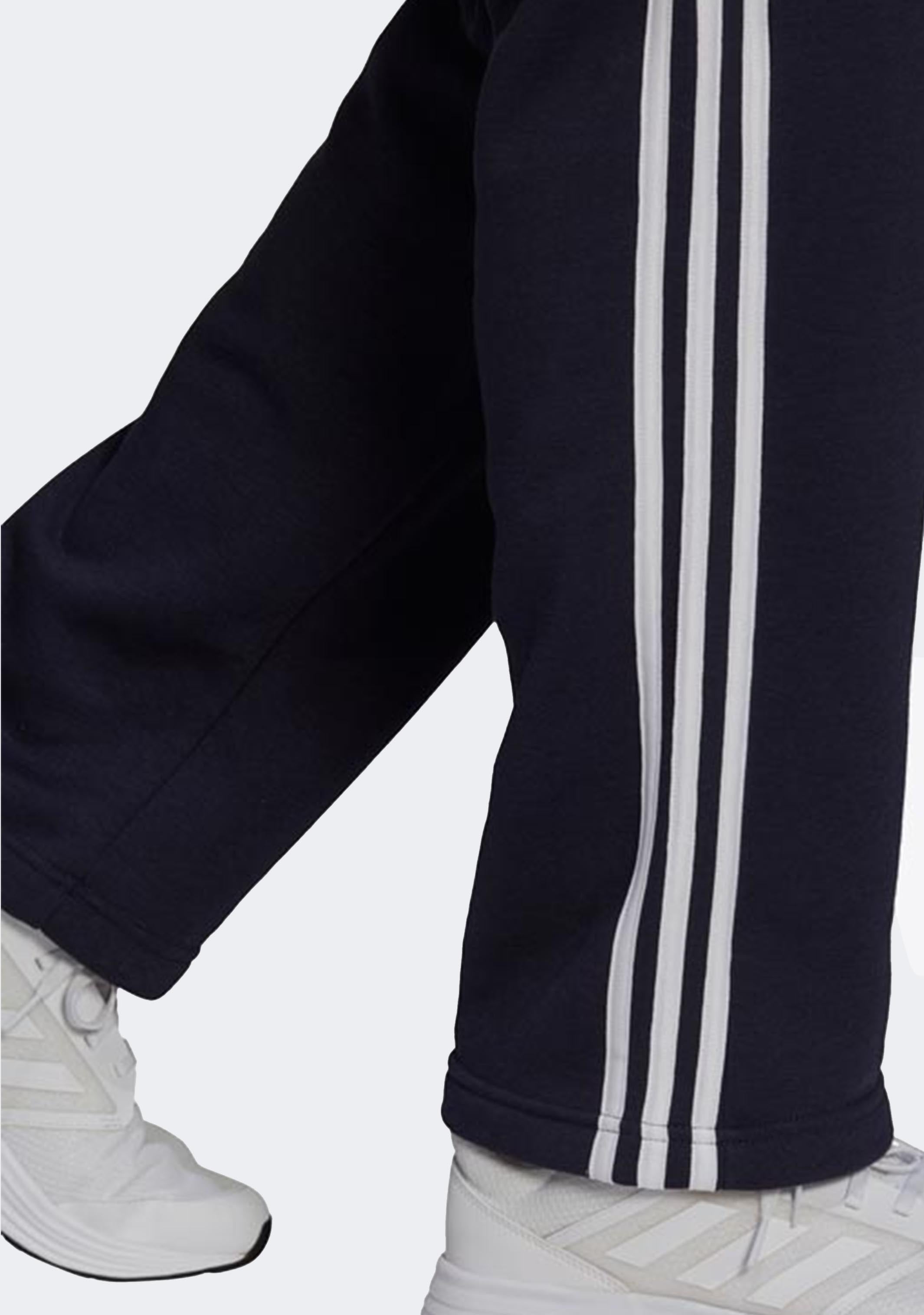 Adidas Men's 3 Stripes Essentials Fleece Open Hem Track Pants