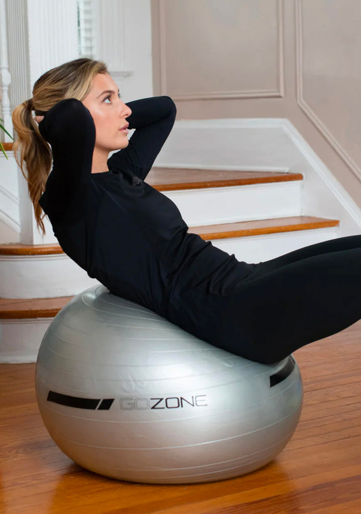 GoZone 65cm Exercise Ball (Pump Included) With FREE Light Resistance Band