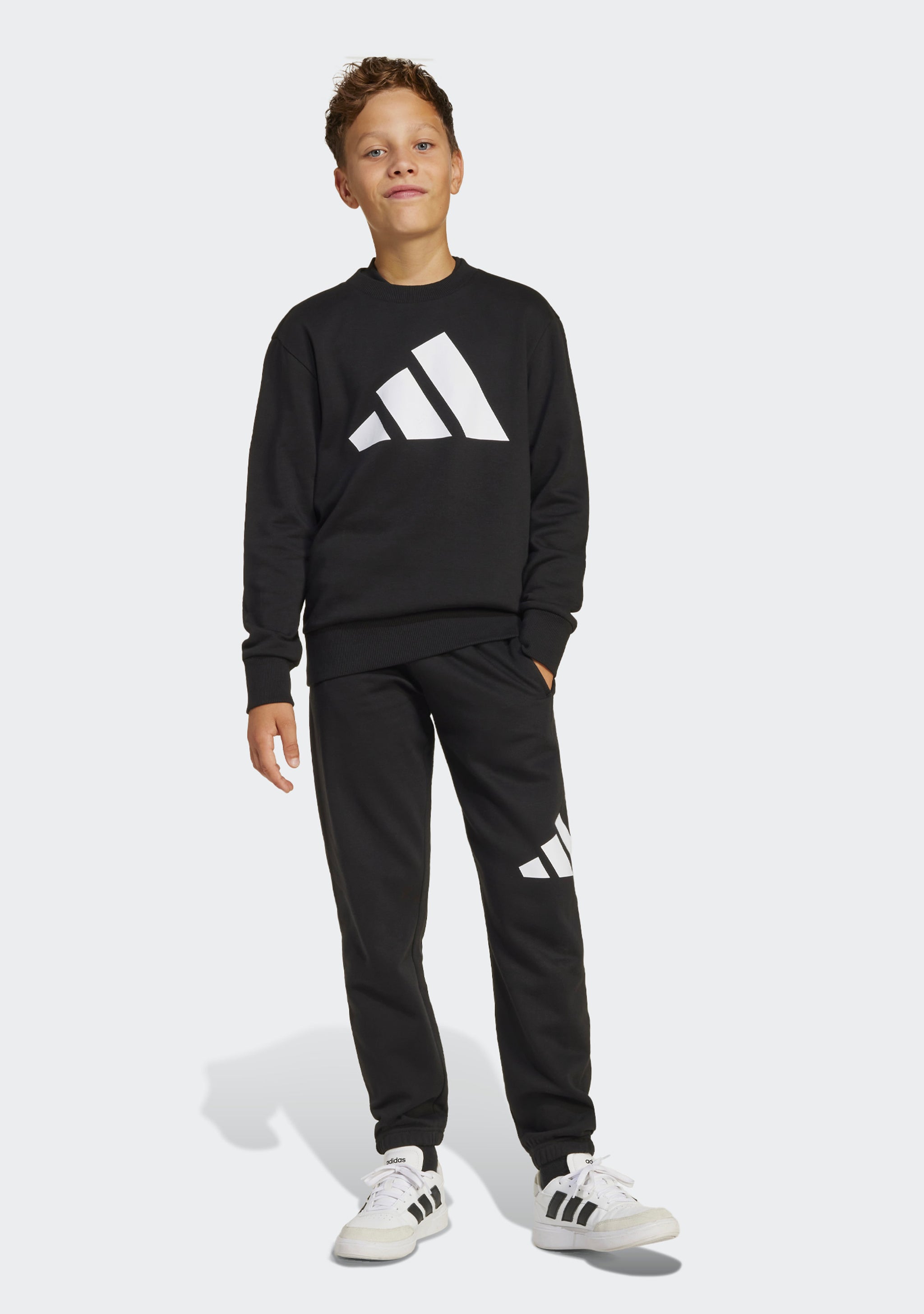 Adidas Kids' Big Logo Fleece Joggers and Crew Top Set